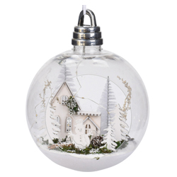 Kerstbal met winters tafereel groot (sneeuwman)